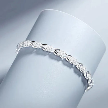 925 Sterling Silver Bracelet for Women Silver Bracelet Four-Leaf Clover Jewelry Friendship Bracelets Lucky Cute Bracelets