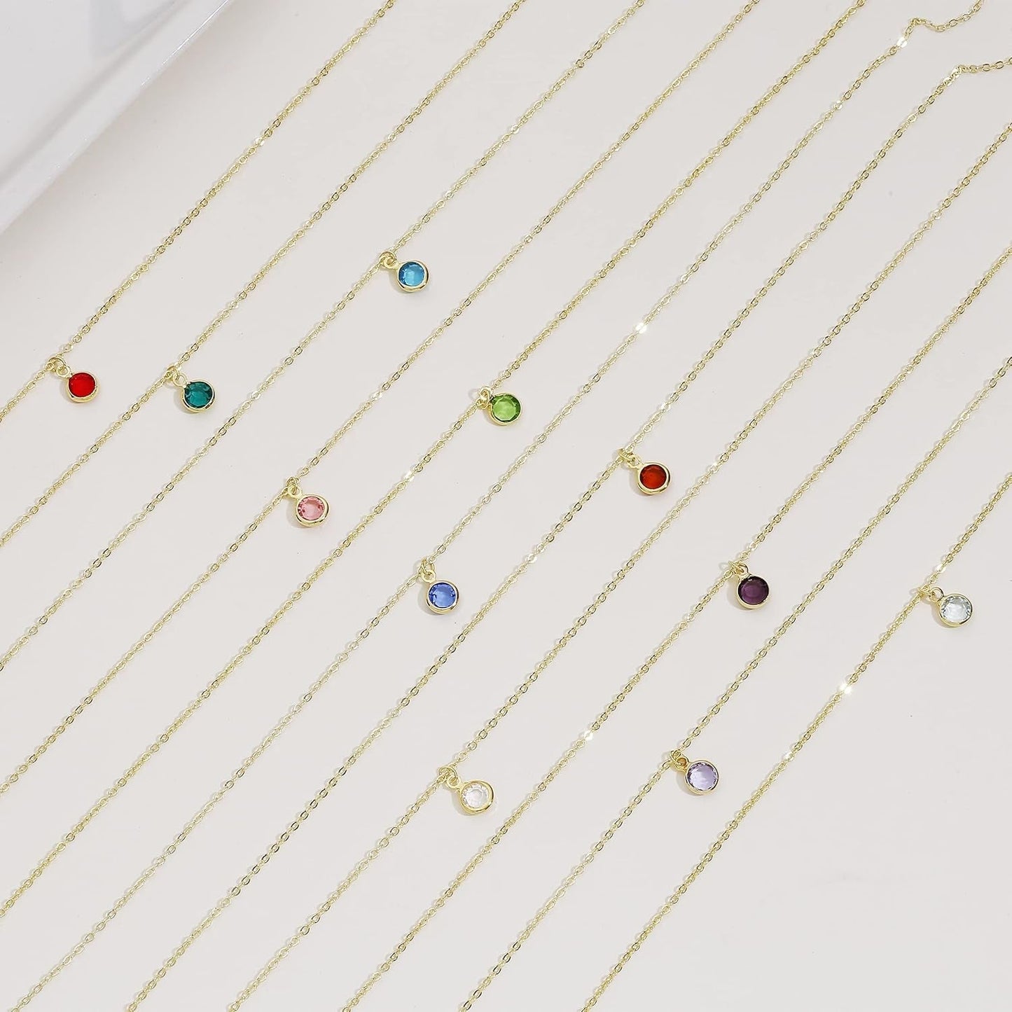 18K Gold Plated Dainty Birthstone Pendant Necklace Personalized Minimalist Simulated Diamond Cubic Zirconia Birthstone Charm Everyday Necklaces Simple Birthday Gift Daily Jewelry for Women