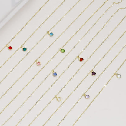 18K Gold Plated Dainty Birthstone Pendant Necklace Personalized Minimalist Simulated Diamond Cubic Zirconia Birthstone Charm Everyday Necklaces Simple Birthday Gift Daily Jewelry for Women