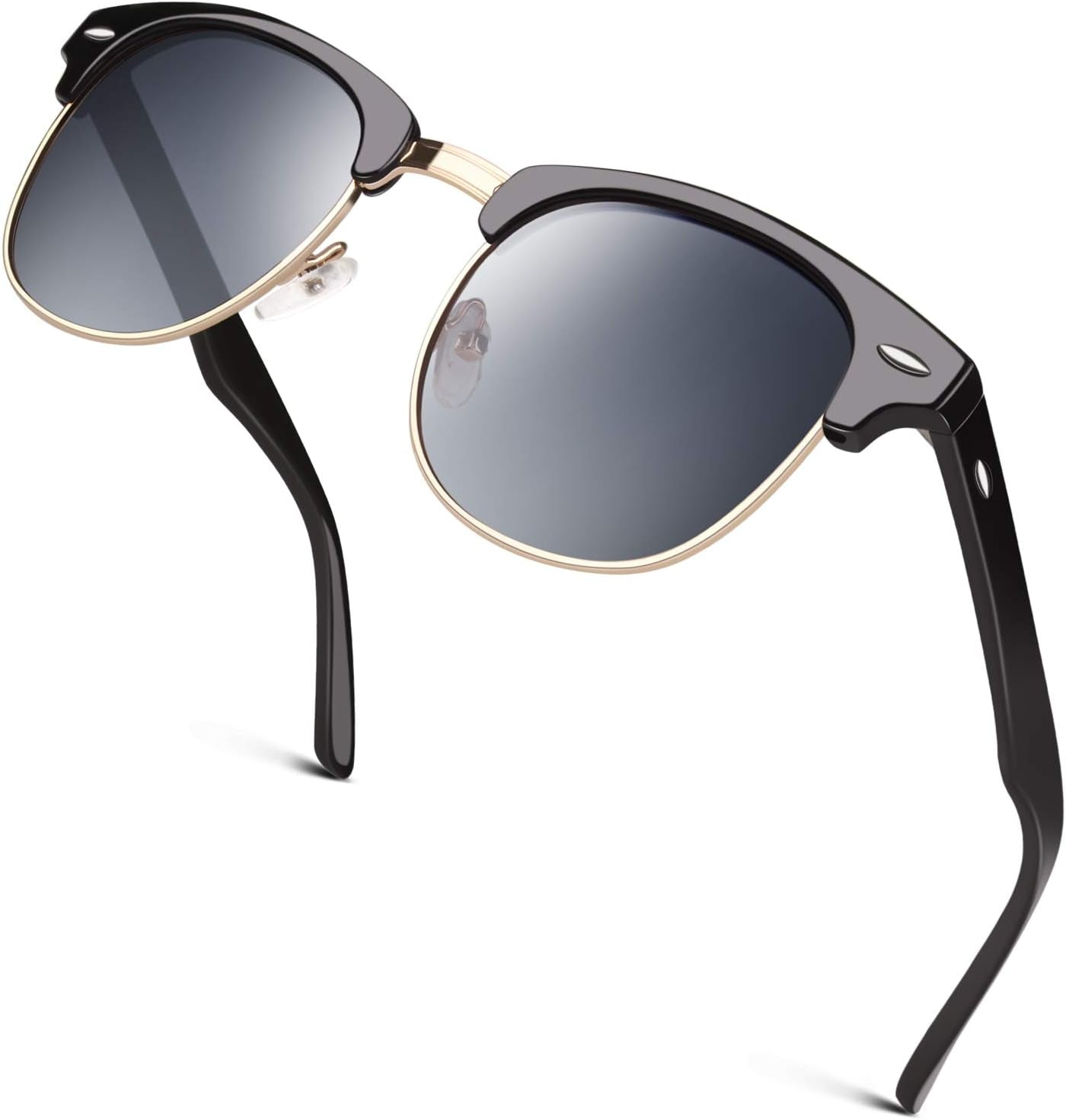 Classic Horn Rimmed Semi Rimless Polarized Sunglasses for Men Women GQO6