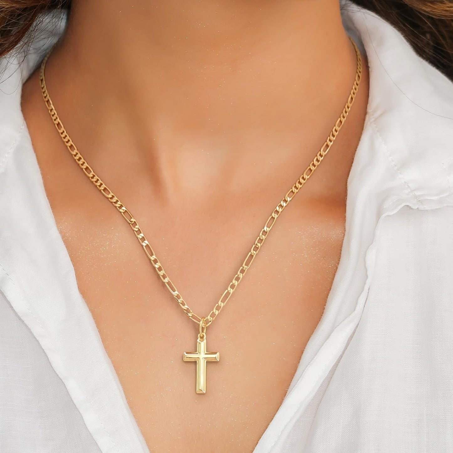 Gold Cross Necklaces for Women 14K Gold Necklaces for Women Crosses Necklace for Womens Classic Simple Cross with Clean Lines Crosses Pendant for Womens Chain Necklace