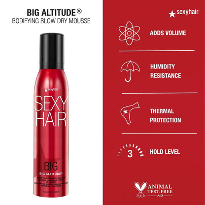 Big Altitude Bodifying Blow Dry Mousse, 6.8 Oz | Volume with Hold | up to 72 Hours Humidity Resistance | Thermal Protection