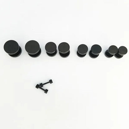 Punk Style Black Silver Stud Earrings Unisex Man Woman Earrings round Barbell Ear Stud Fashion Ear Piercing Jewelry Fake Plug 1 Pair