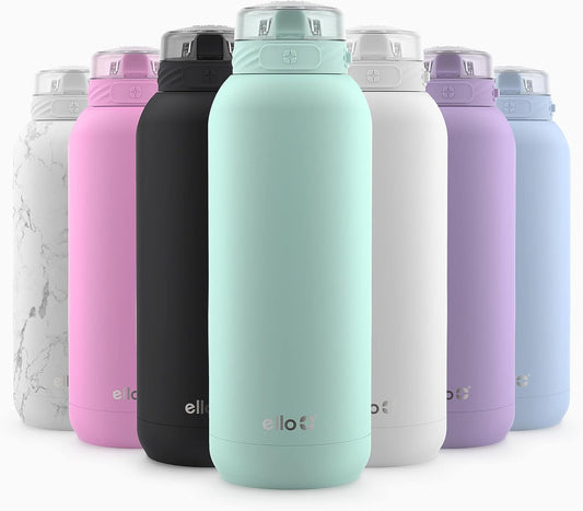 Cooper 32Oz Stainless Steel Water Bottle with Straw and Carry Handle, Double Walled and Vacuum Insulated Metal, Leak Proof Locking Lid with Soft Silicone Spout, Reusable, BPA Free, Yucca - WORLD TIME VISITS