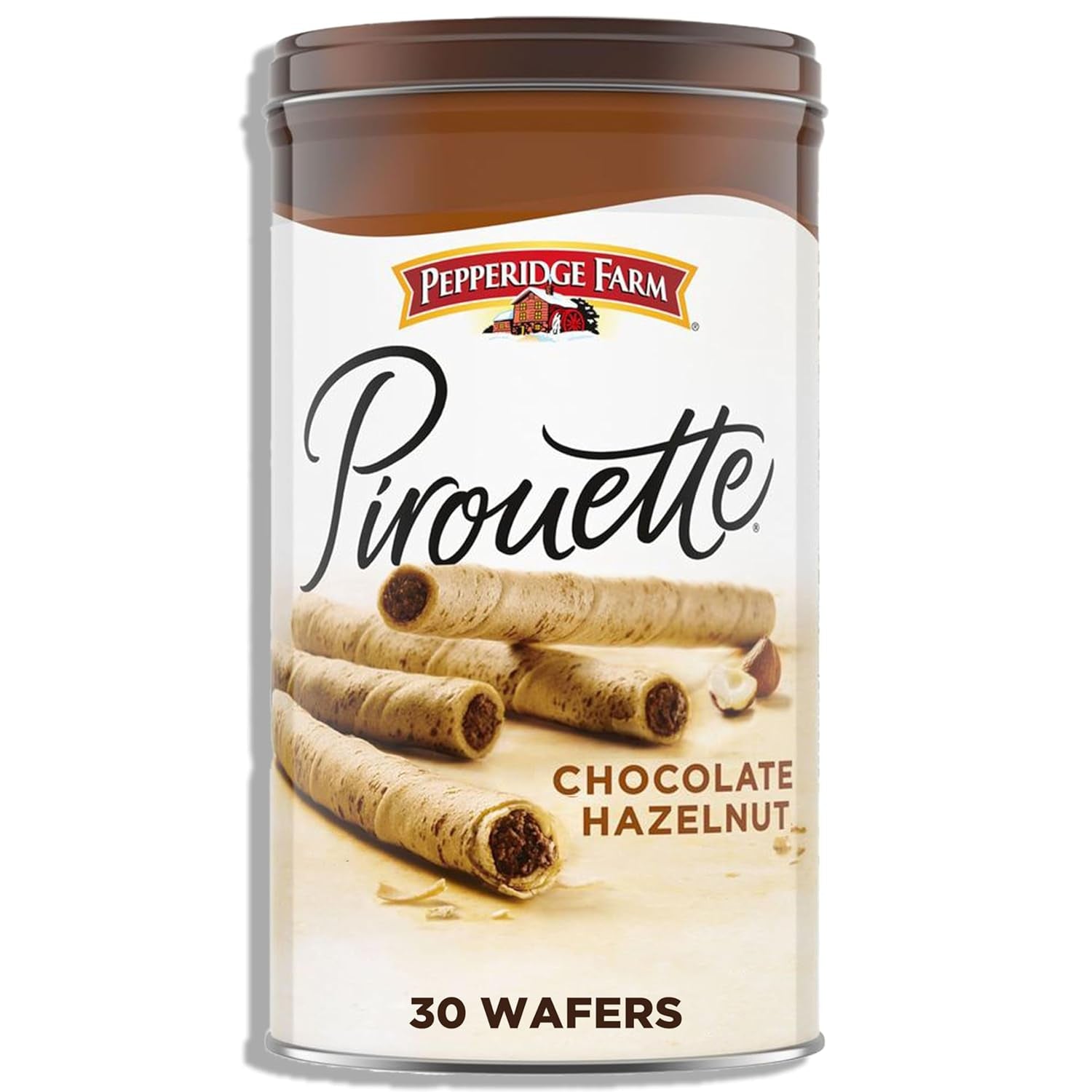 Pirouette Cookies, Chocolate Hazelnut Créme Filled Wafers, 13.5 Oz Tin - WORLD TIME VISITS