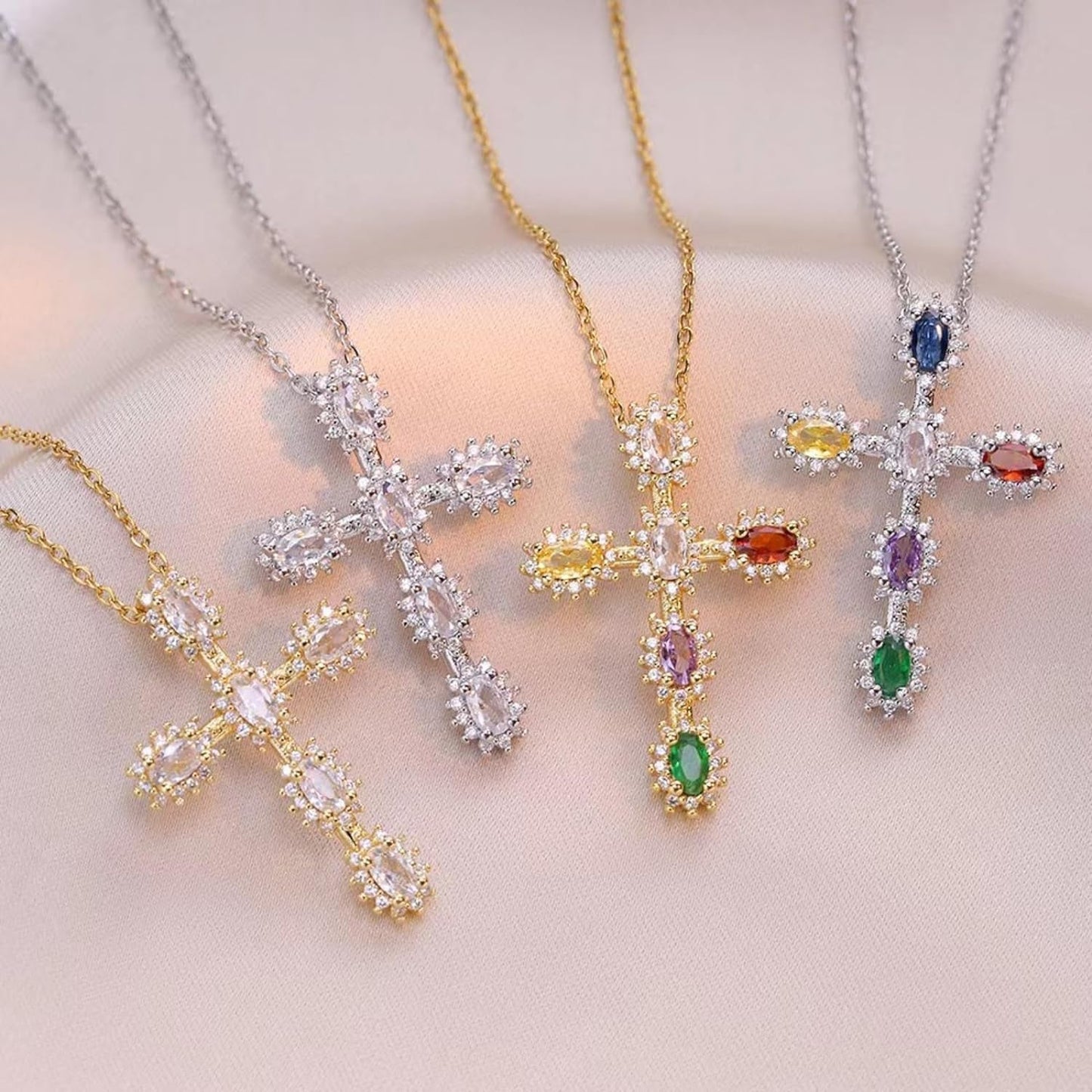 Gold Cross Necklace for Women - Handmade CZ Dainty Faith Pendant Necklace, 18K Plated Hypoallergenic Jewelry Gifts