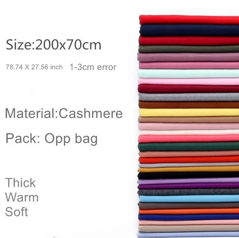 200X*70Cm Fashion Solid Color Women Scarf Winter Hijabs Tassels Long Lady Shawls Cashmere like Pashmina Hijabs Scarves Wraps