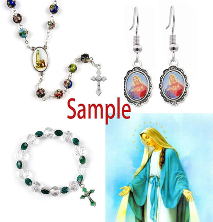 50Pcs Antique Silver Picture Jesus Enamel Our Lady Miraculous Medal Floral Rosary Centerpiece Alloy Crucifix Cross Mother'S Day Pendants Charms for Jewelry Making (M218)