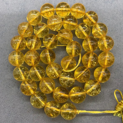 Yellow Citrine Cracked Crystal Bead Stone round 4-12Mm Gemstone Loose Spacer DIY
