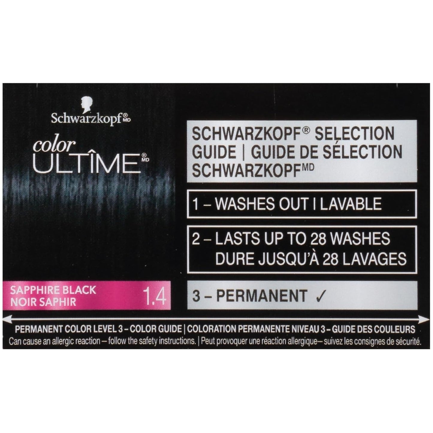 Color Ultime Hair Color, 1.4 Sapphire Black, 1 Application - Permanent Black Hair Dye for Vivid Color Intensity and Fade-Resistant Shine up to 10 Weeks