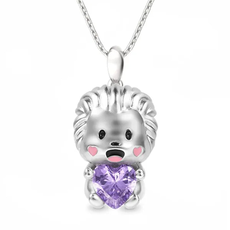 Creative Cartoon Axolotl Animal Heart Shape Diamond Crystal Pendant Necklace Exquisite Women's 925 Silver Necklace Princess Pendant Panda Snowman Necklace Engagement Wedding Accessories Party Jewelry Birthday Gift
