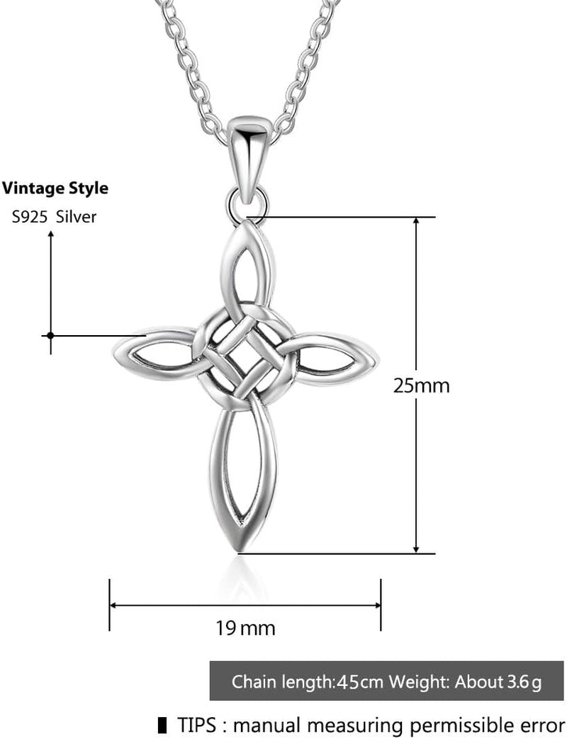 925 Sterling Silver Love Charm Celtic Knot Pendant Necklace Fashion Jewelry for Women Rolo Chain 18''