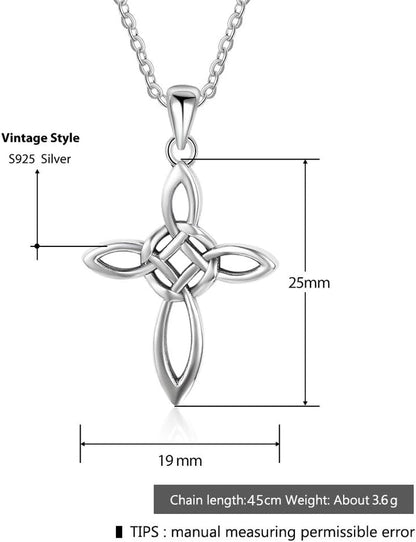 925 Sterling Silver Love Charm Celtic Knot Pendant Necklace Fashion Jewelry for Women Rolo Chain 18''