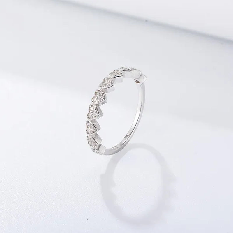 100% S925 Sterling Silver Luxury Heart Shape Zircon Micro Pave Love Ring Women's Statement Oath Finger Rings Exquisite Fine Jewelry Engagement Wedding Rings - WORLD TIME VISITS