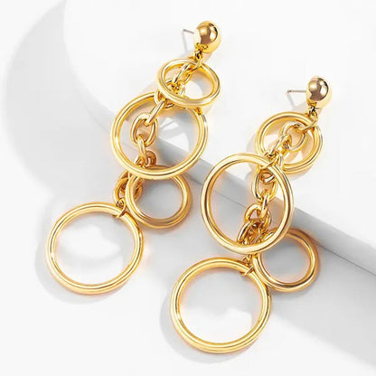 Women Punk Long Big Circle Link Chain Earrings Hiphop Large Drop Earrings Fashion 2021 Earring Jewelry Gift