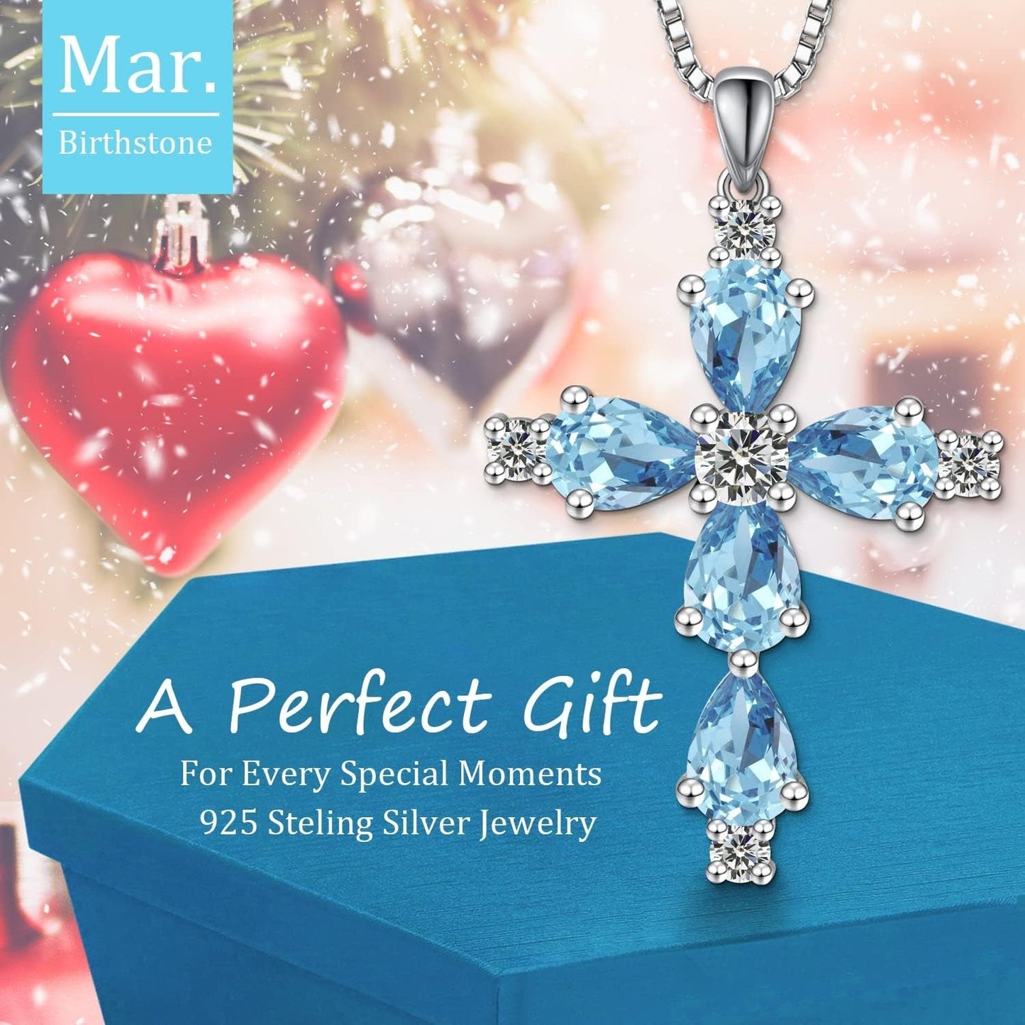 Cross Necklace for Women,925 Sterling Silver Jesus Christian Religious Birthstone Jewelry - WORLD TIME VISITS
