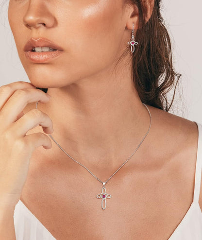 Celtic Knot Cross Necklace Sterling Silver Cubic Zirconia Loop Infinity Pendant Gemstones Crucifix Jewelry