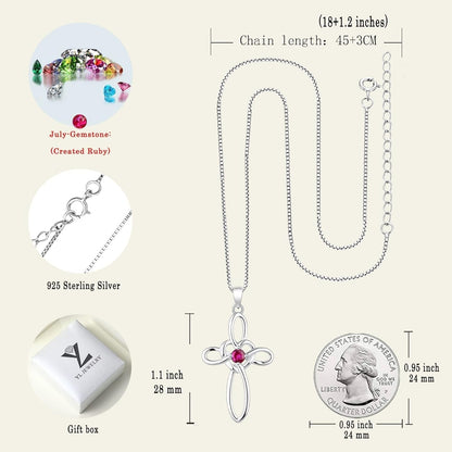 Celtic Knot Cross Necklace Sterling Silver Cubic Zirconia Loop Infinity Pendant Gemstones Crucifix Jewelry