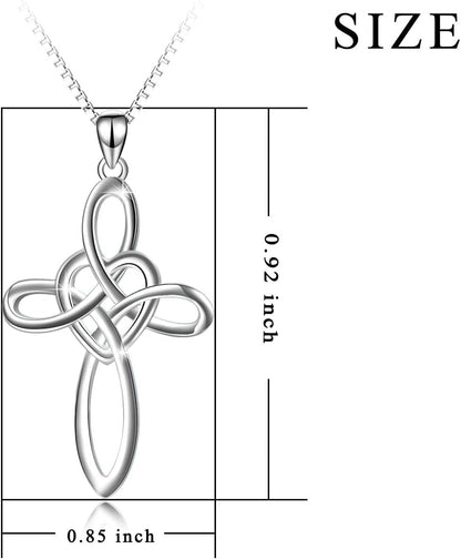 Celtic Knot Cross Necklace Sterling Silver Infinity Love Heart Pendant Necklace
