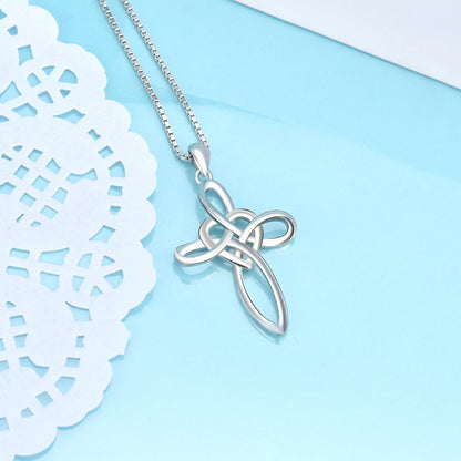 Celtic Knot Cross Necklace Sterling Silver Infinity Love Heart Pendant Necklace