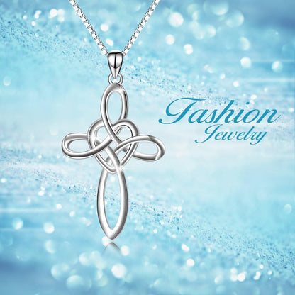 Celtic Knot Cross Necklace Sterling Silver Infinity Love Heart Pendant Necklace