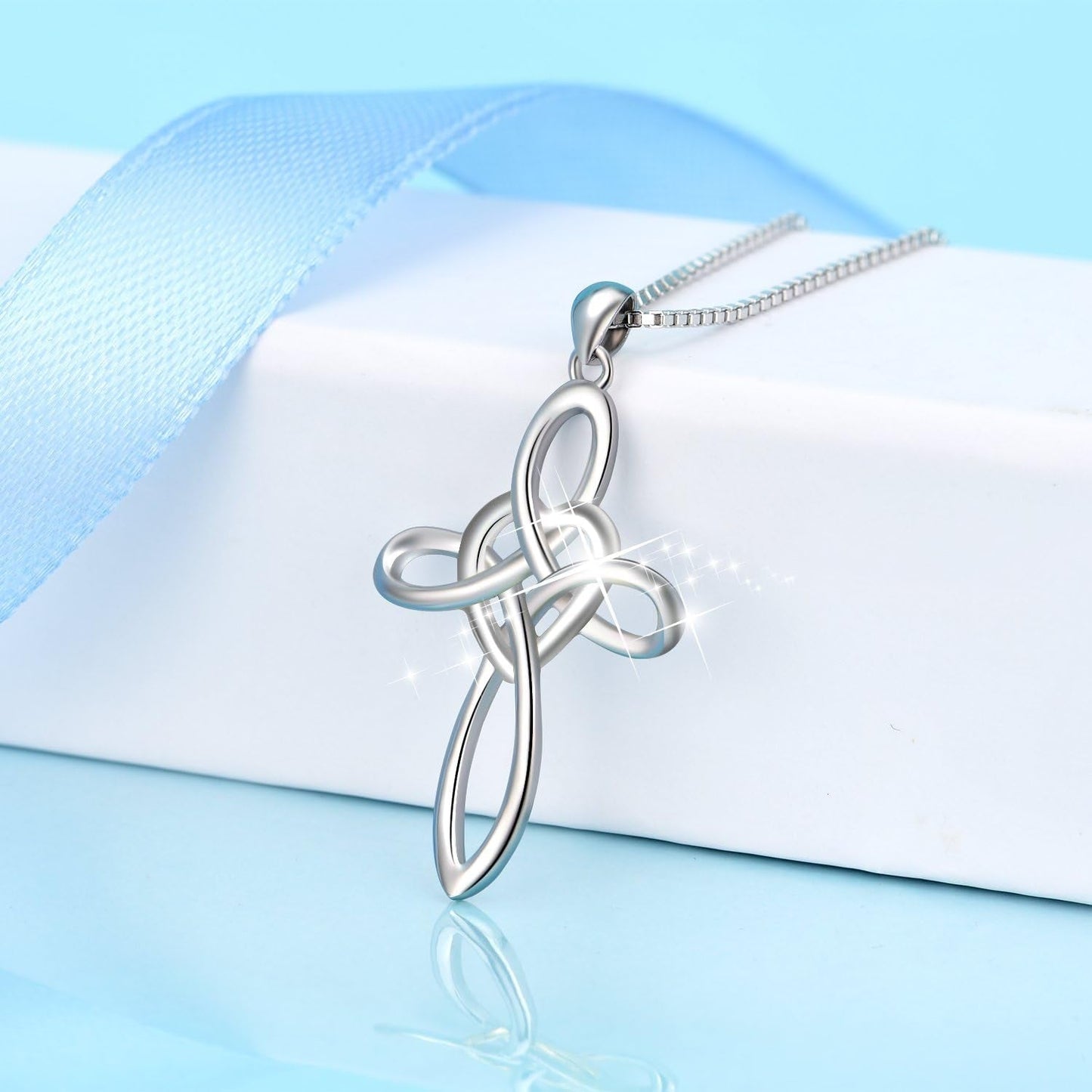 Celtic Knot Cross Necklace Sterling Silver Infinity Love Heart Pendant Necklace