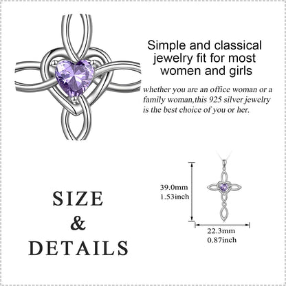 Celtic Knot Cross Pendant Necklace Sterling Silver Religious Irish Infinity Love Heart Irish Celtics Necklace Jewelry Mothers Day Birthday Gifts for Women Girls