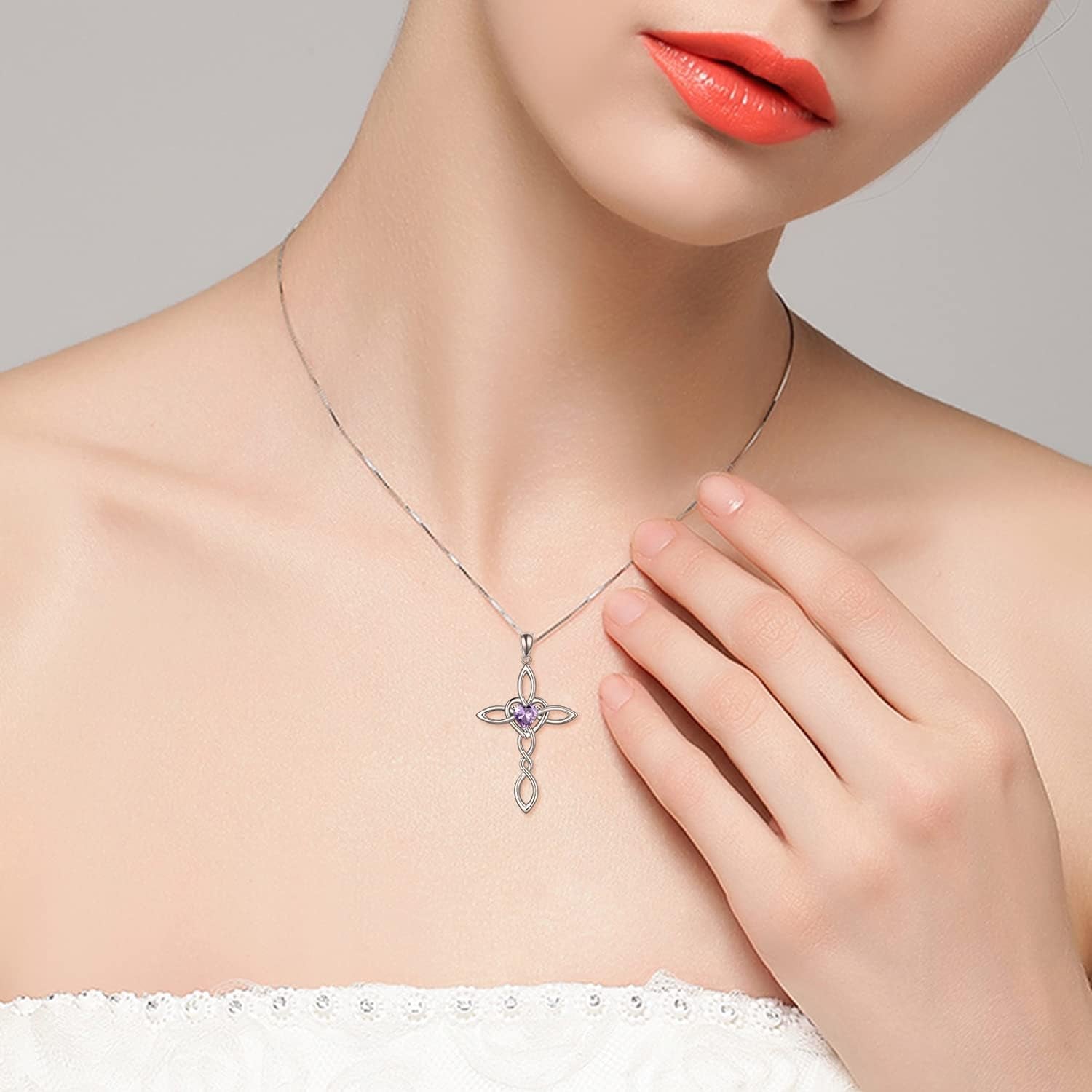 Celtic Knot Cross Pendant Necklace Sterling Silver Religious Irish Infinity Love Heart Irish Celtics Necklace Jewelry Mothers Day Birthday Gifts for Women Girls - WORLD TIME VISITS