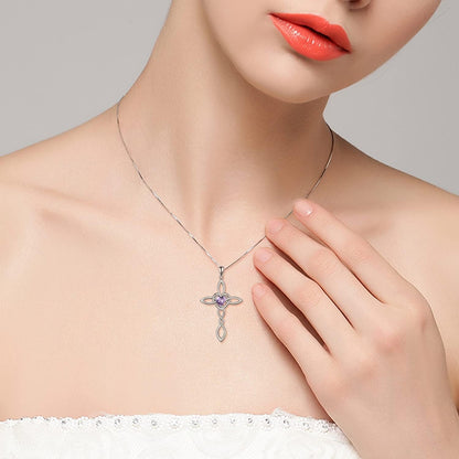 Celtic Knot Cross Pendant Necklace Sterling Silver Religious Irish Infinity Love Heart Irish Celtics Necklace Jewelry Mothers Day Birthday Gifts for Women Girls - WORLD TIME VISITS