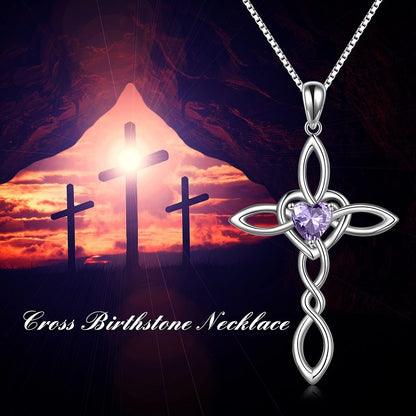 Celtic Knot Cross Pendant Necklace Sterling Silver Religious Irish Infinity Love Heart Irish Celtics Necklace Jewelry Mothers Day Birthday Gifts for Women Girls