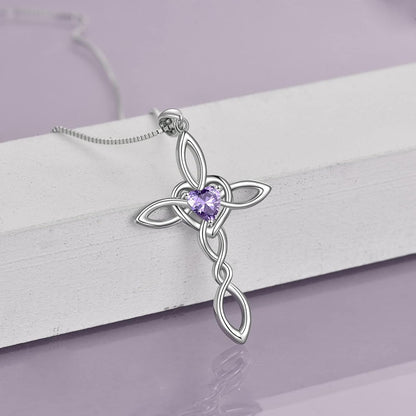 Celtic Knot Cross Pendant Necklace Sterling Silver Religious Irish Infinity Love Heart Irish Celtics Necklace Jewelry Mothers Day Birthday Gifts for Women Girls
