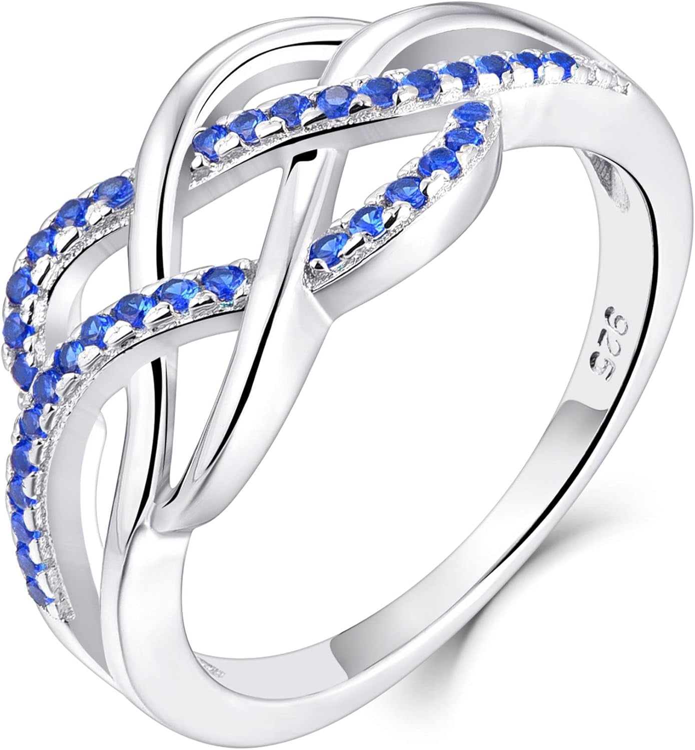 Celtic Knot Rings 925 Sterling Silver Twisted Knot Ring 18K White Gold Plated Infinity Statement Rings - WORLD TIME VISITS