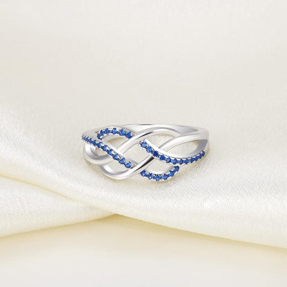 Celtic Knot Rings 925 Sterling Silver Twisted Knot Ring 18K White Gold Plated Infinity Statement Rings