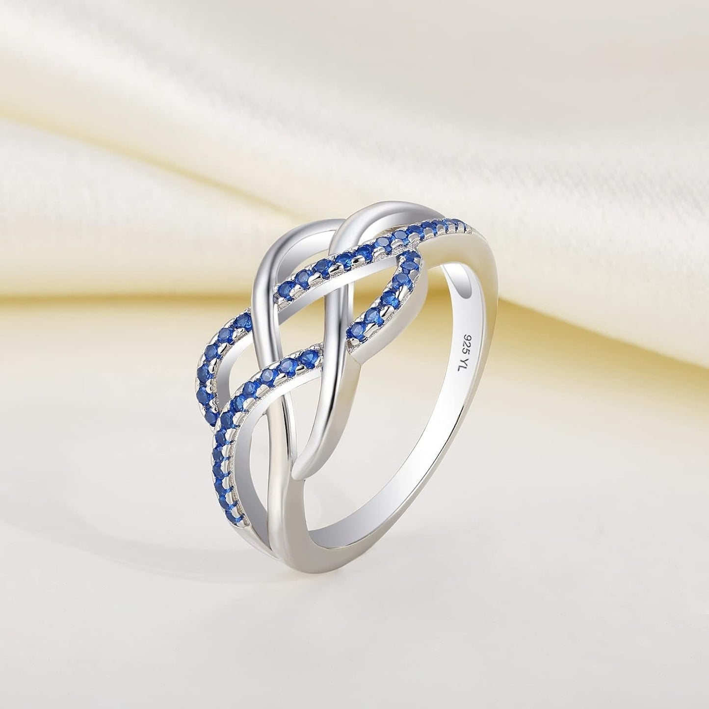 Celtic Knot Rings 925 Sterling Silver Twisted Knot Ring 18K White Gold Plated Infinity Statement Rings