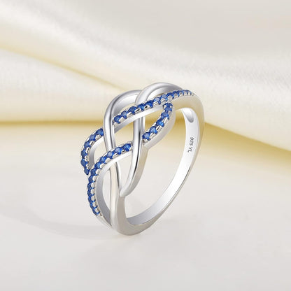 Celtic Knot Rings 925 Sterling Silver Twisted Knot Ring 18K White Gold Plated Infinity Statement Rings