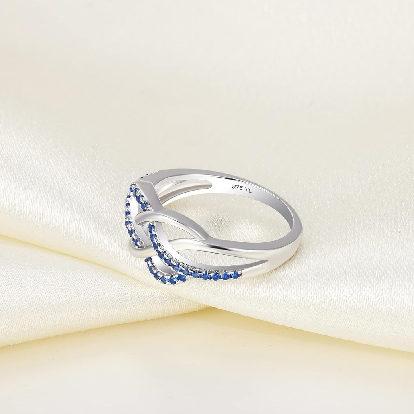Celtic Knot Rings 925 Sterling Silver Twisted Knot Ring 18K White Gold Plated Infinity Statement Rings