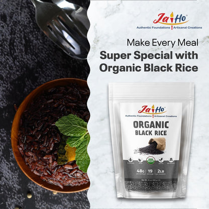 Certified USDA Organic Black Rice Whole Grain - 2 LB - Gluten Free, Vegan, Non - Gmo - Resealable Zip Lock Pouch - by - WORLD TIME VISITS