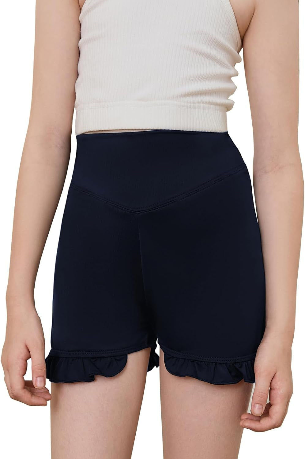Girls Athletic Shorts High Waisted Ruffle Dance Shorts Yoga Workout Running Shorts - WORLD TIME VISITS