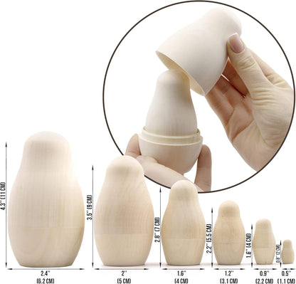 Blank Russian Nesting Dolls Lot of 5 Sets by 6 Pcs - Unpainted Russian Nesting Dolls - Unfinished Wood to Paint - Russian Nesting Dolls to Paint