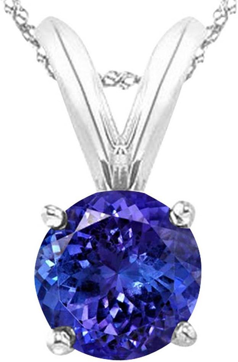 1/2 to 5 Carat round Natural Real Tanzanite/Sapphire/Ruby/Emerald/Black/Brown/Blue Diamond Pendant Necklace AAA Quality - WORLD TIME VISITS