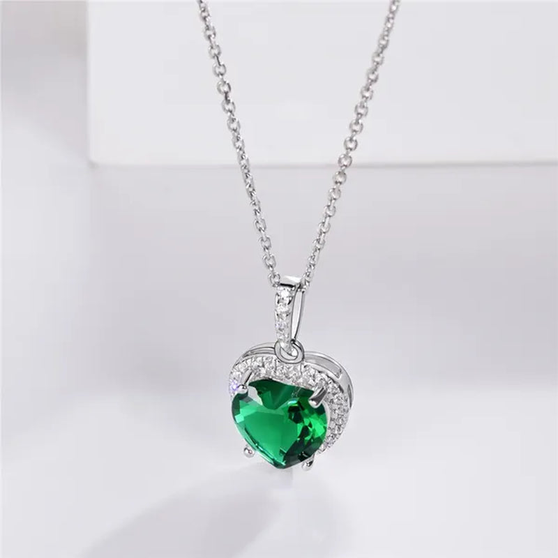 Women's Birthstone Necklace Ruby/Sapphire/ Amethyst Jewelry 925 Sterling Silver Chain Love Heart Pendant Crystal  12 Month Birth Stones Pendant for Women Girls, 誕生石,pierre de naissance,Valentines gift