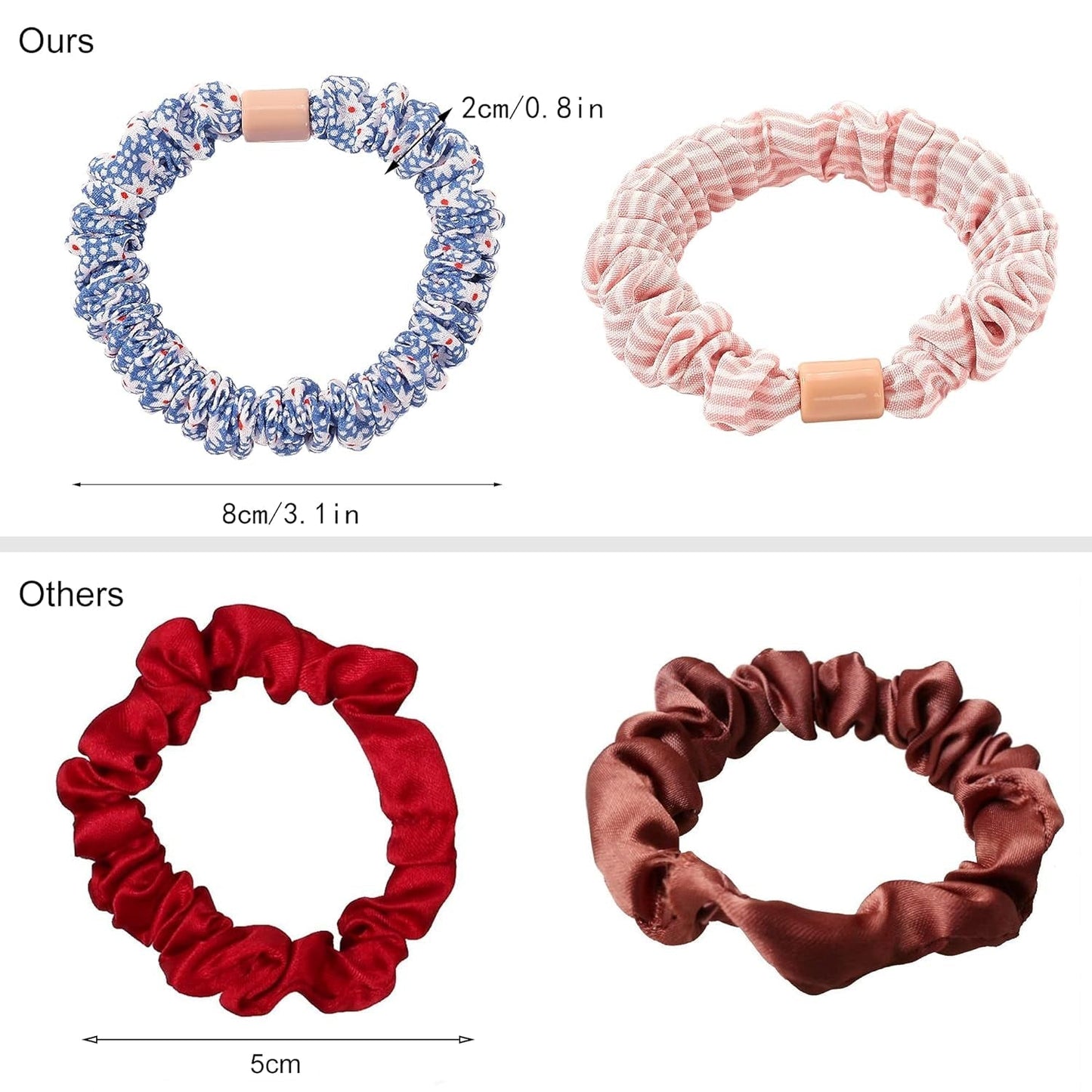 Hair Ties Scrunchies - Small Mini Scrunchy for Women Thick Hair Accessories Cute Soft No Slip Hair Elastics Ponytail Holder for Curly Hair No Damage Hairties Gift for Girls