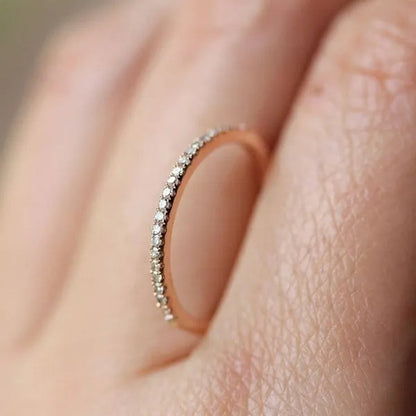 Shiny Simple Fashion Women's Single Row Diamond Ring Gold, Silver Rose Gold Women's Ring