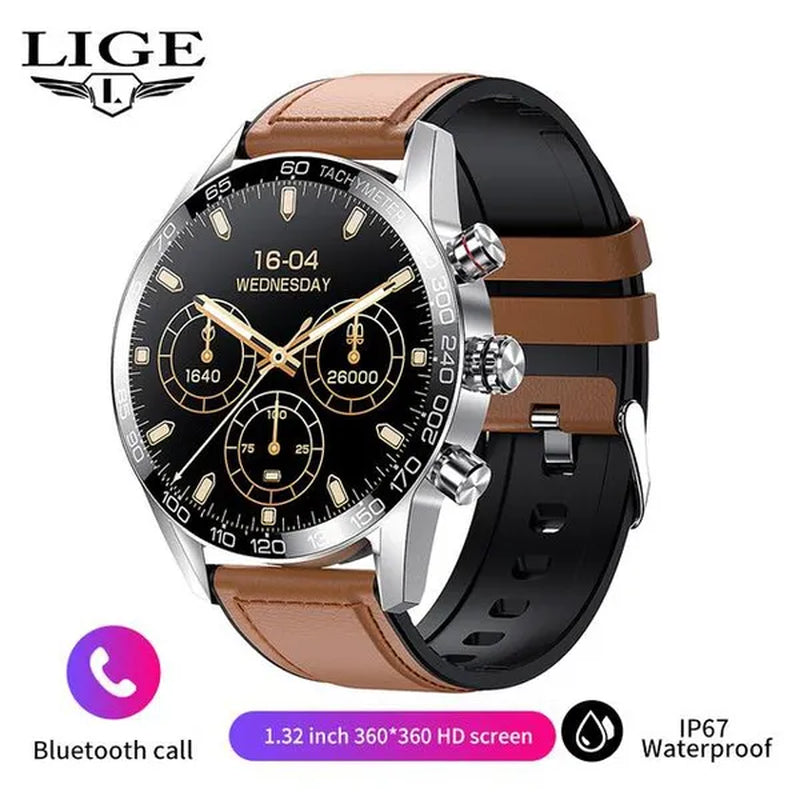 LIGE Newest Bluetooth Call Smart Watches for Men Sports Fitness Tracker Waterproof Smartwatch Large HD Screen Health Bracelet Montre Connecter