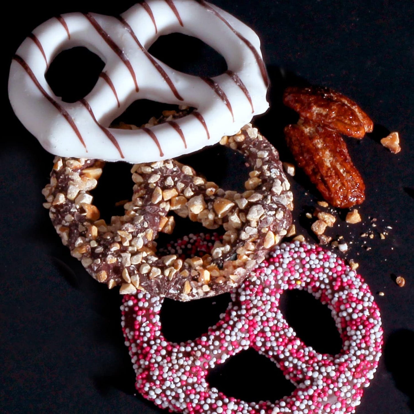 Birthday Pretzel Box - 12 Pieces - Birthday Chocololate Candy Gift - Dark Chocolate Covered Pretzels - Vegan Chocolate Pretzel Gift
