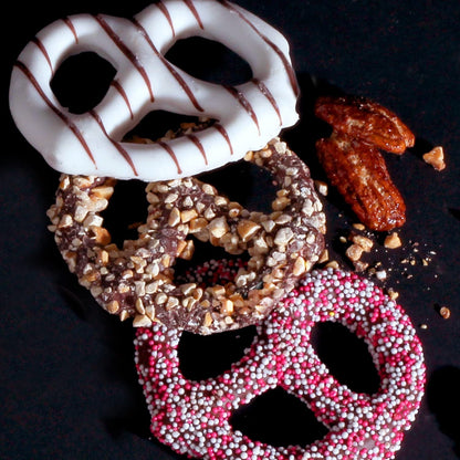 Birthday Pretzel Box - 12 Pieces - Birthday Chocololate Candy Gift - Dark Chocolate Covered Pretzels - Vegan Chocolate Pretzel Gift