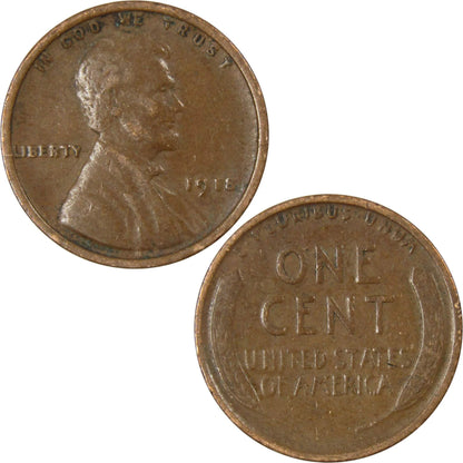 1918 Lincoln Wheat Cent AG about Good Bronze Penny 1C Coin Collectible Master Coins