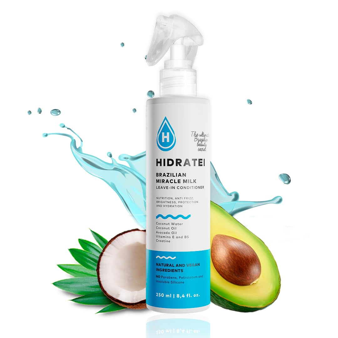 Brazilian Healthy Leave in Conditioner | Detangler Spray | Anti-Frizz Spray | 24+ Hour Protection from UV, Heat, & Frizz | Reduces Breakage | Vegan Hair Treatment for All Hair Types 8.4 Oz