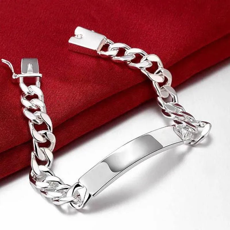 Charm 925 Sterling Silver Design Noble Pretty 10MM Mens Chain Jewelry Fashion Geometric Bracelet - WORLD TIME VISITS