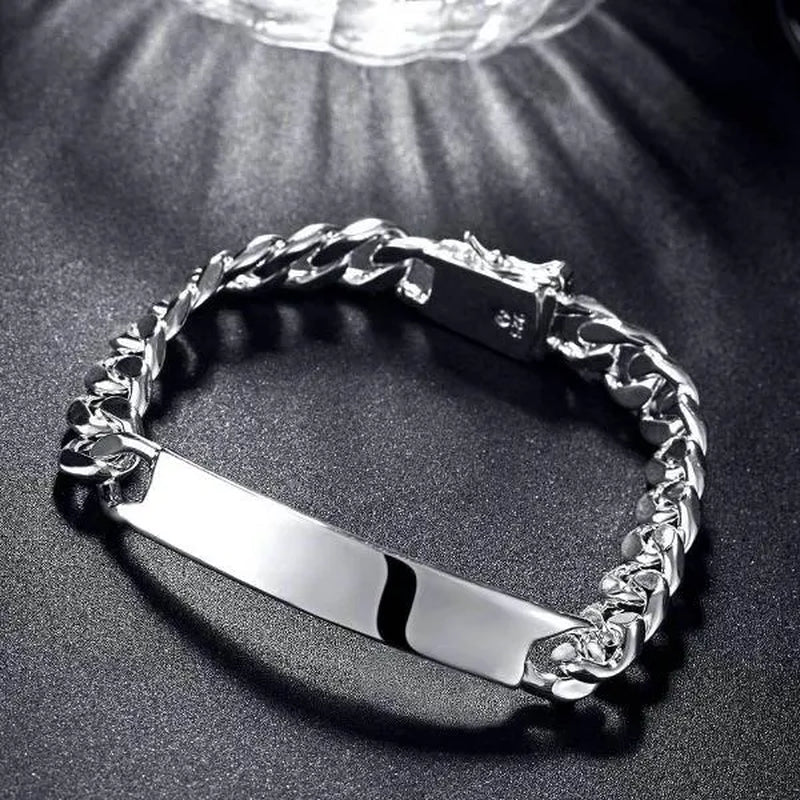 Charm 925 Sterling Silver Design Noble Pretty 10MM Mens Chain Jewelry Fashion Geometric Bracelet